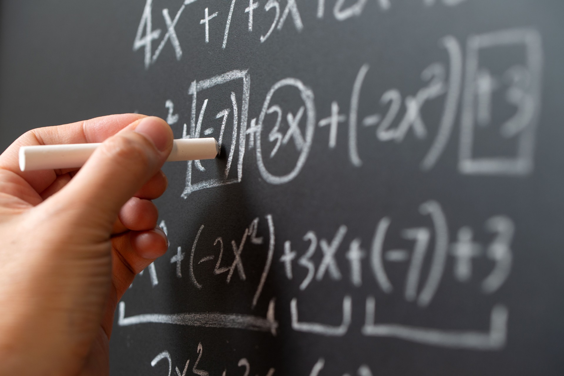 Algebra mathematic formula written on chalkboard